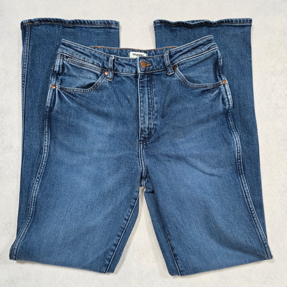 Wrangler Womens High Rise Flare Jeans Medium Wash Blue 10W1HRBDD 29x34